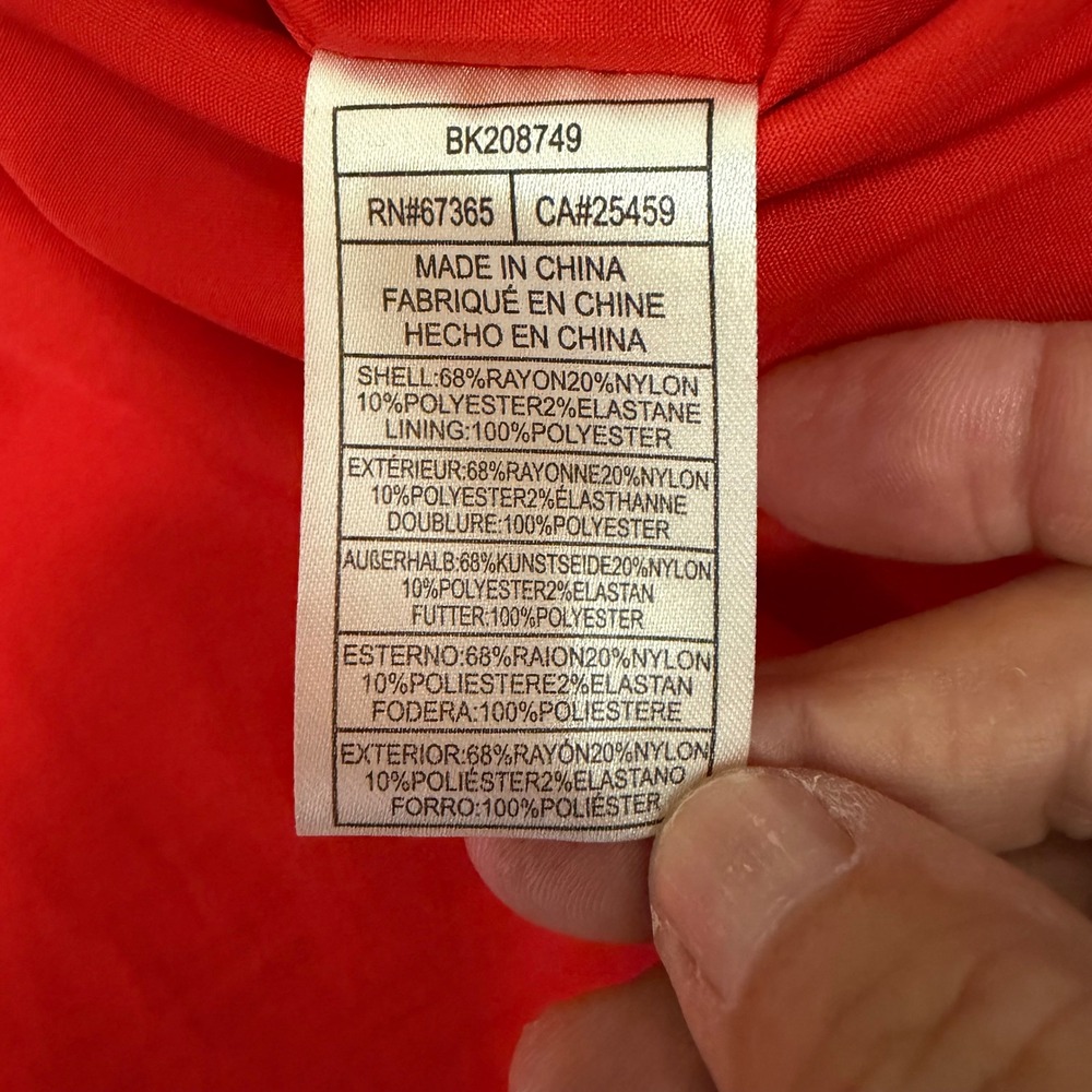 BB Dakota Steve Madden Coral Red Texture Puff Sleeve V-Neck Shift Dress Sz M - Picture 5 of 8